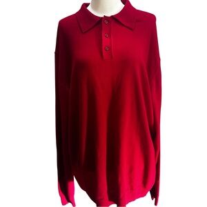 Men’s Jos. A. Bank 100% Merino Wool Collared Polo Long Sleeve Red Men’s Sweater